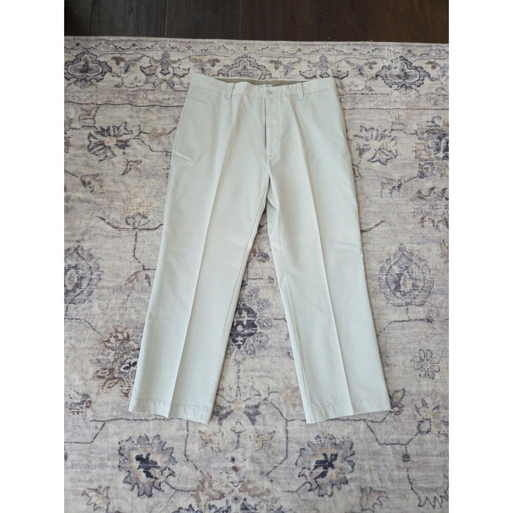 #35 Geoffrey Beene Khaki Pants Mens 38x29 100% Cotton Casual Relaxed Trousers